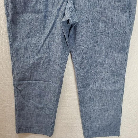 Lands End Pull On Ankle Pants Womens 12 Mid Rise Elastic Waist Chambray Pockets - Picture 3 of 11